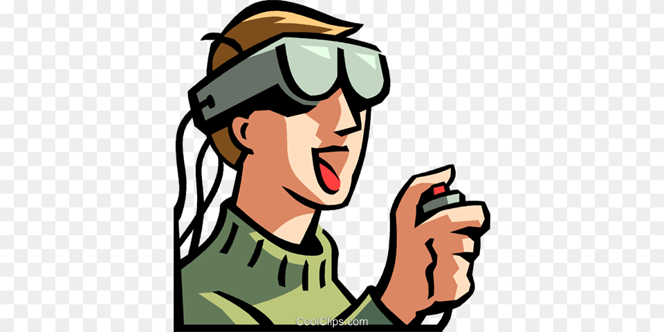 Boy Wearing A Virtual Reality Headset Royalty Free Vector Clip Art, Accessories, Goggles, Person, Phone Png
