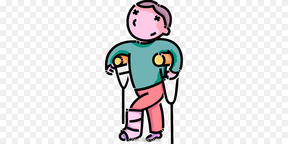 Boy With A Broken Leg Royalty Vector Clip Art Illustration, Baby, Person, Cleaning Free Png Download