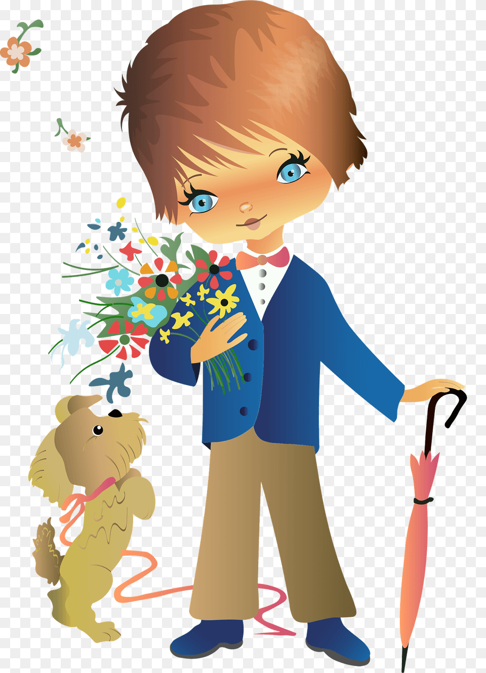 Boy With A Dog Clipart, Publication, Baby, Person, Book Free Png
