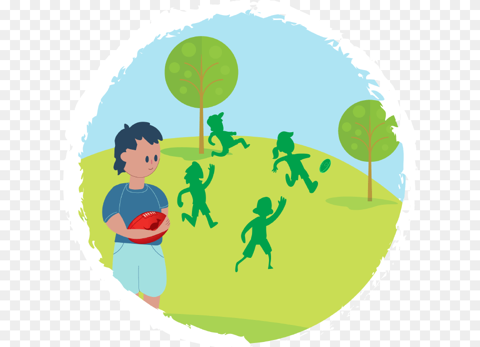Boy With An Afl Ball Looking At Other Kids Playing Kid Friends Transparent, Baby, Person, Child, Male Png