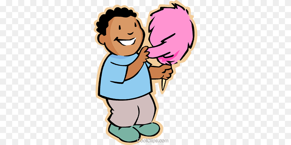 Boy With Candy Floss Royalty Vector Clip Art Illustration Eat Cotton Candy Clipart, Baby, Person, Face, Head Free Png