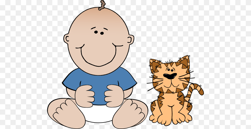 Boy With Cat Clip Art, Baby, Person, Face, Head Free Png Download