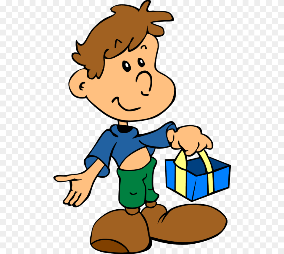 Boy With Gift, Baby, Person, Cartoon, Face Free Transparent Png