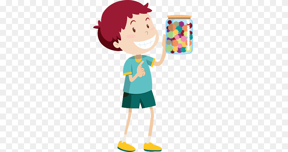 Boy With Jar Cartoon Boy Holding Jar, Clothing, Shorts, Person, Cutlery Free Png