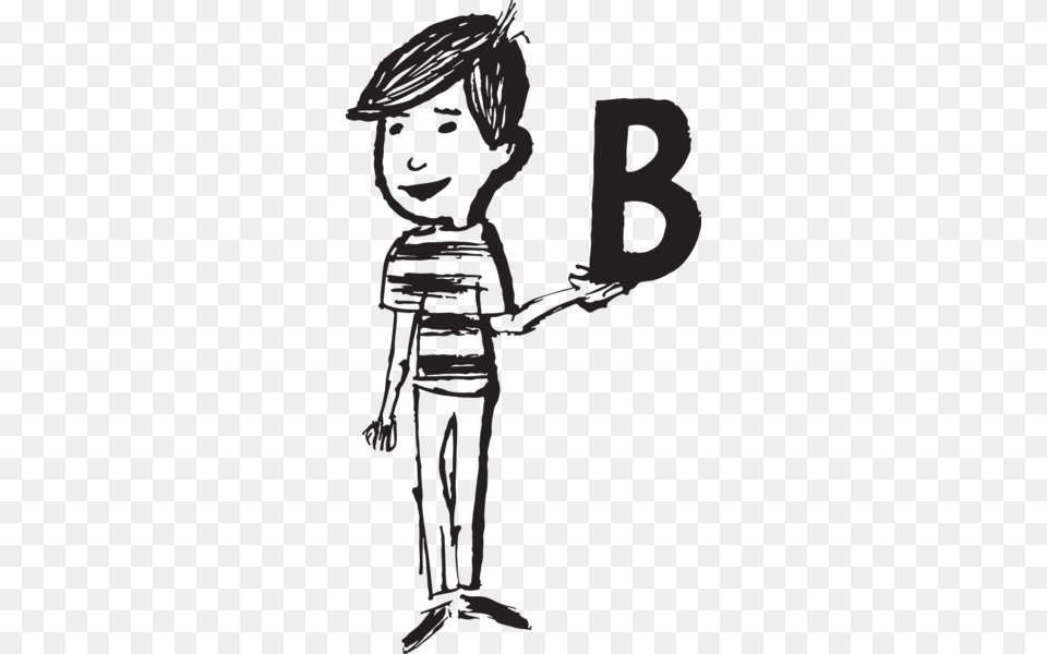 Boy With Letter B Clip Art, Person, Text, Head, Face Free Transparent Png