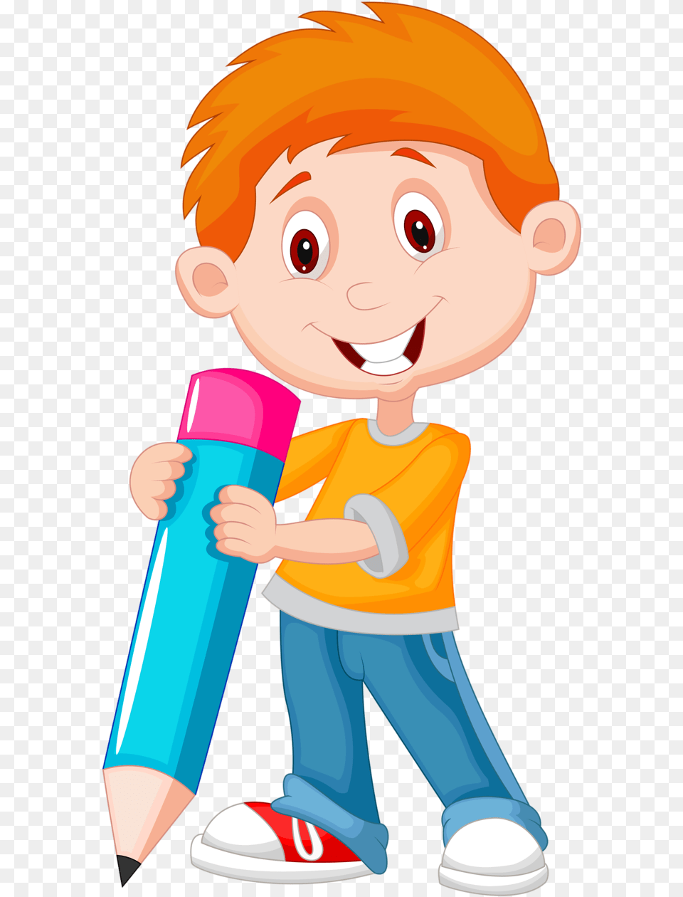 Boy With Pencil Cartoon, Baby, Person, Face, Head Free Png