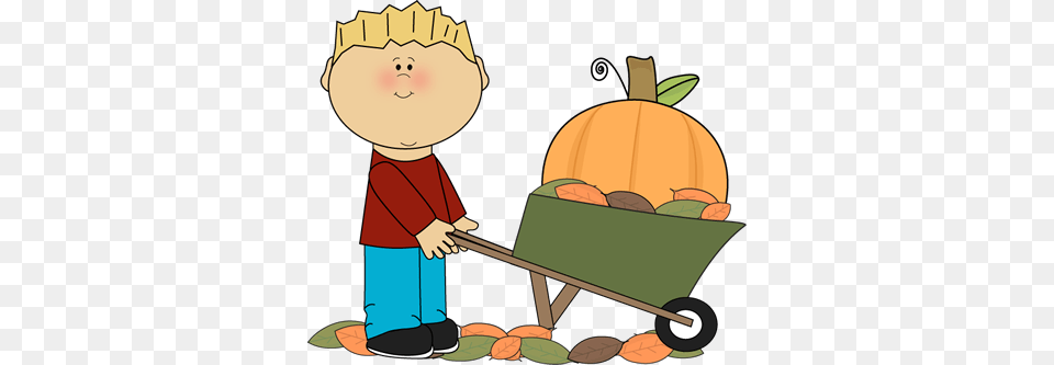 Boy With Pumpkin In A Wheelbarrow Fall Clip Art, Device, Grass, Lawn, Lawn Mower Png