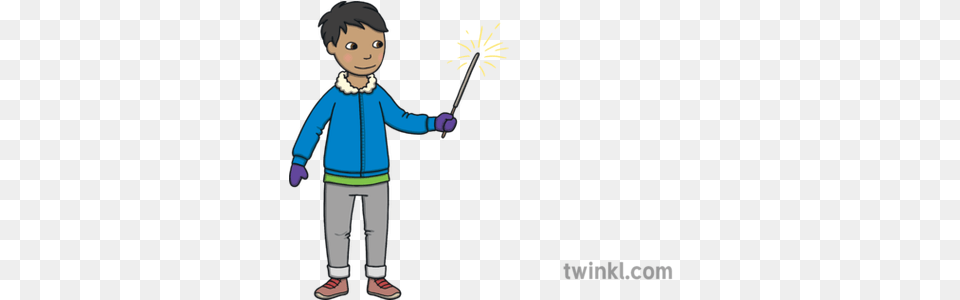 Boy With Sparkler Fireworks Loud Bang Bonfire Night Ks1 Cartoon, Child, Person, Male, Long Sleeve Png