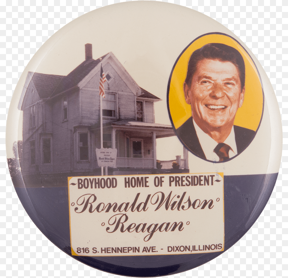 Boyhood Home Of President Reagan Event Button Museum Label, Symbol, Badge, Photography, Logo Png Image