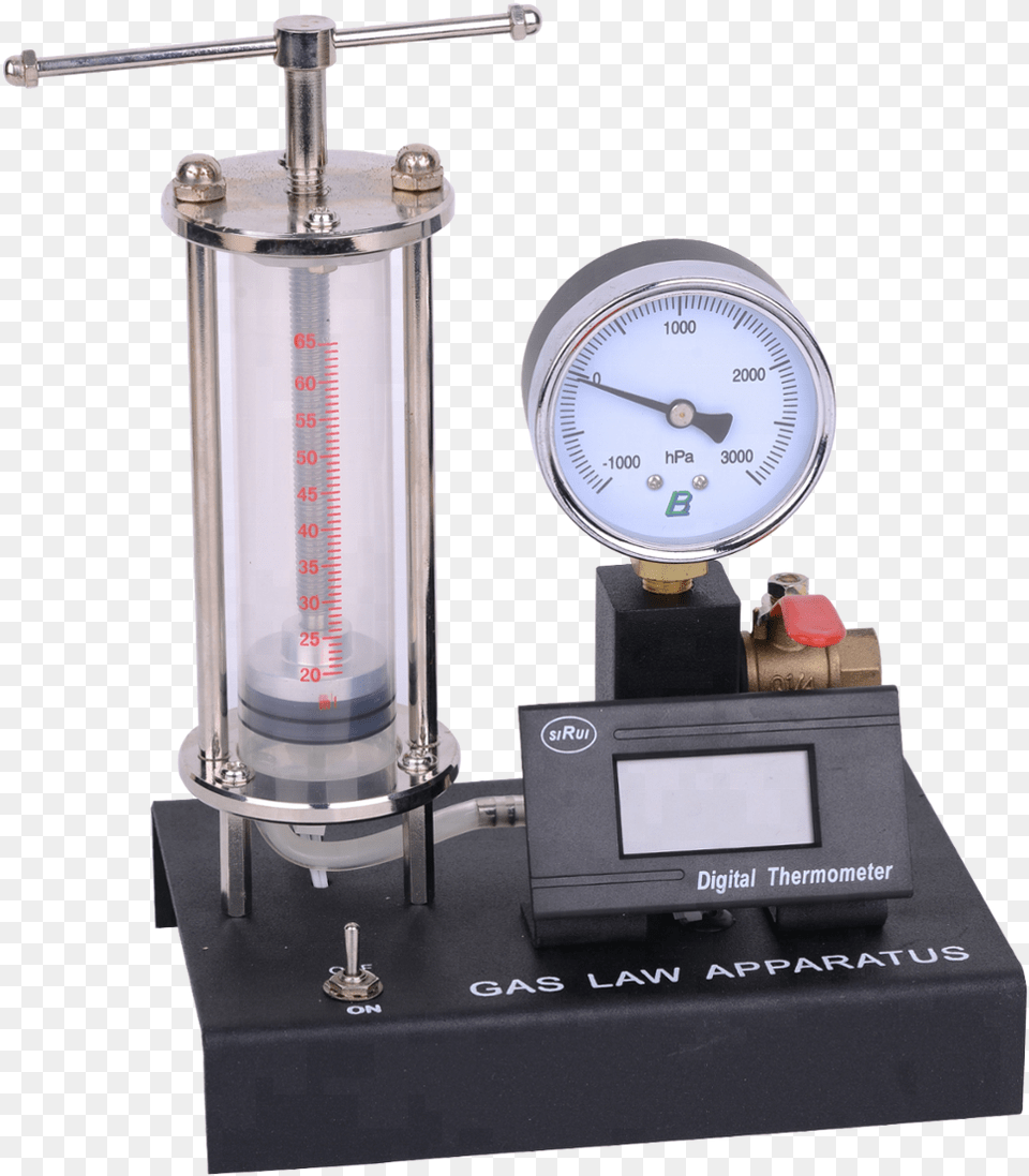 Boyle S Law Apparatus With Pressure Guage And Thermometer, Cup, Gauge, Machine Free Png Download