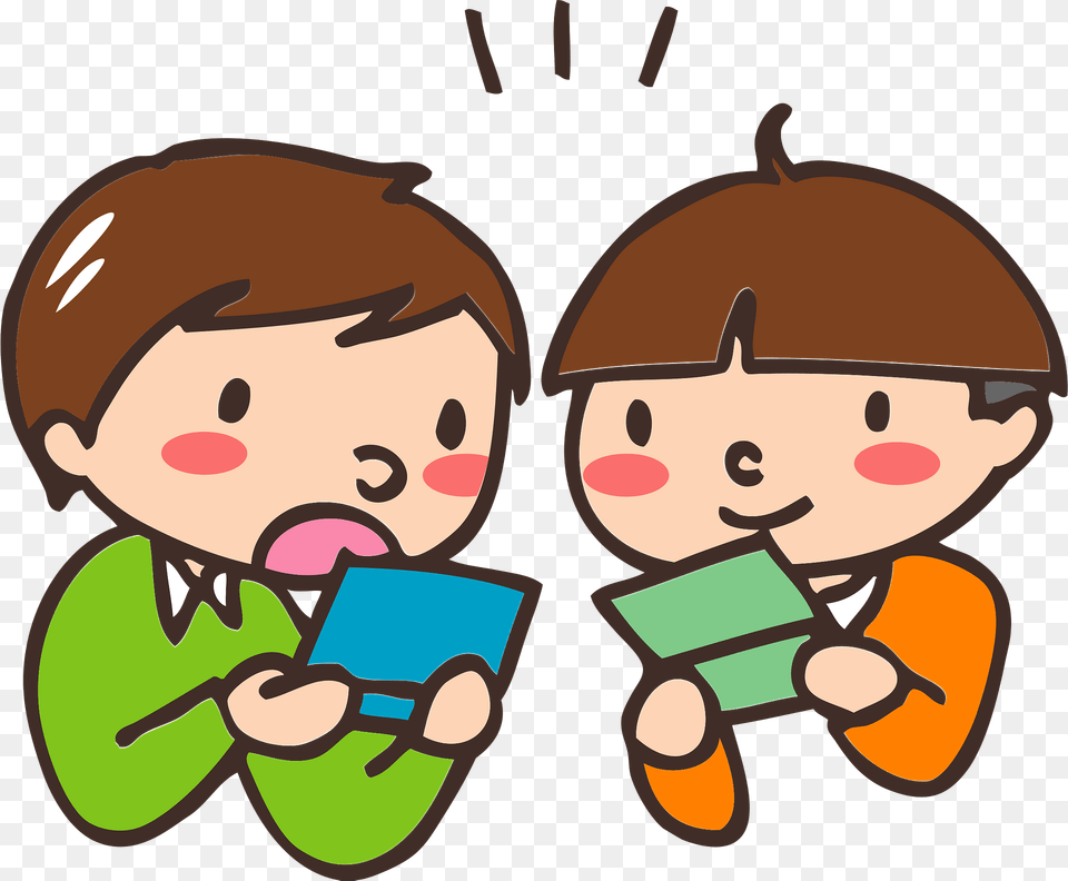 Boys Are Playing On Handheld Game Console Clipart, Face, Head, Person, Baby Png Image