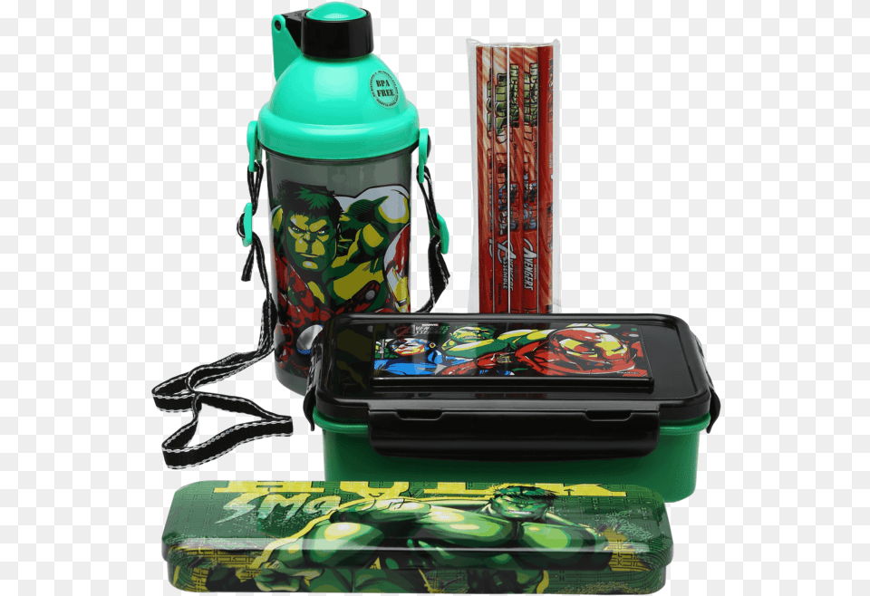 Boys Avengers Tiffin Box Water Bottle And Stationary Small Appliance, Shaker Png Image