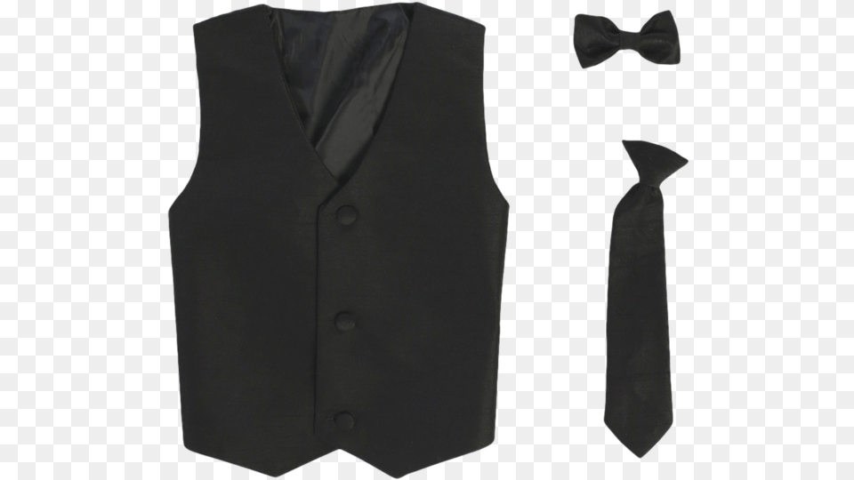 Boys Black Poly Silk Vest Amp Tie Set Sweater Vest, Accessories, Clothing, Formal Wear, Coat Png