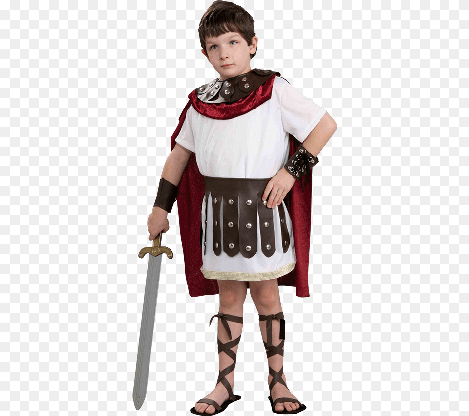 Boys Gladiator Costume Kids Roman Gladiator Costume, Weapon, Sword, Person, Clothing Png Image