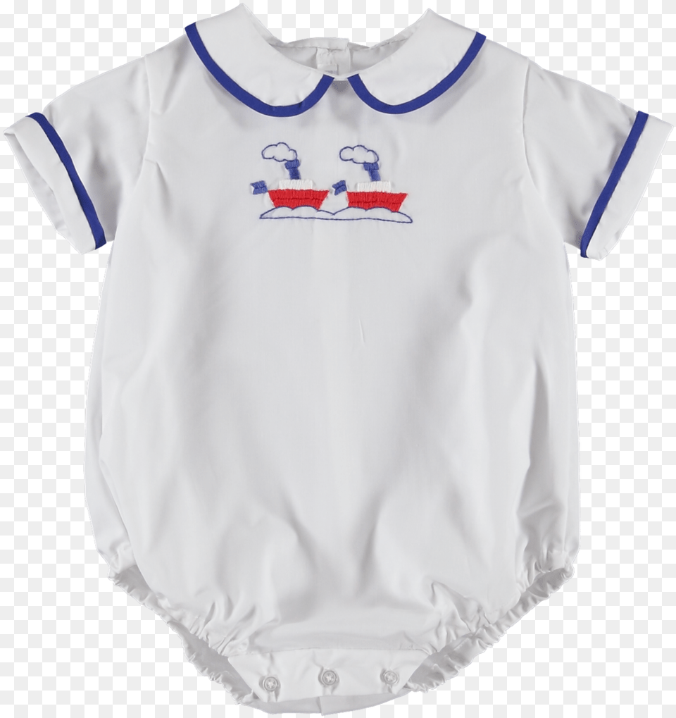 Boys Romper Handembroidered Heirloom Tugboat, Clothing, T-shirt, Shirt Free Transparent Png
