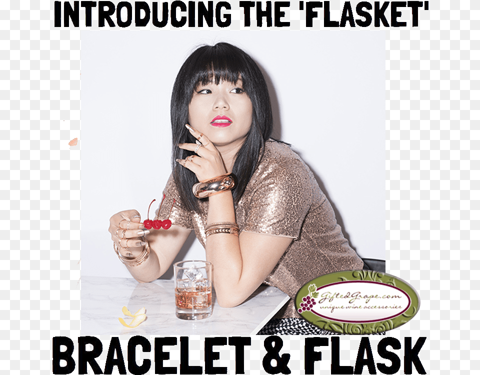 Bracelet Flask Wine Flask Available At Giftedgrape Girl, Adult, Person, Woman, Female Png Image