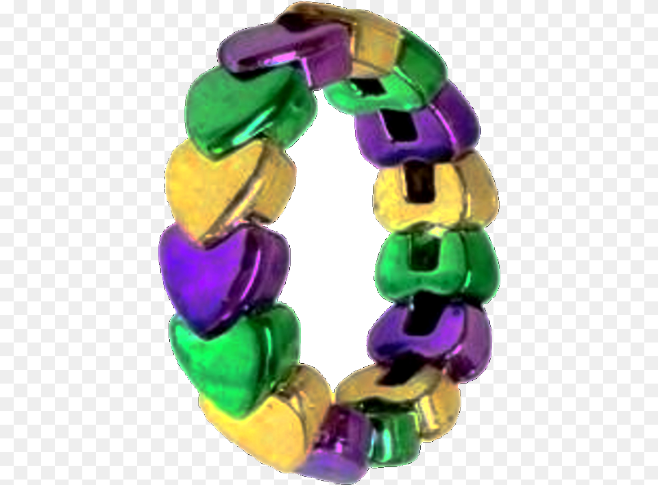 Bracelet Mardi Gras Heart Purple Green And Gold Bracelet, Accessories, Gemstone, Jewelry Free Transparent Png