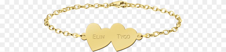 Bracelet Of Gold With Two Hearts Gouden Armband Met Vingerafdruk, Accessories, Jewelry, Necklace Png Image