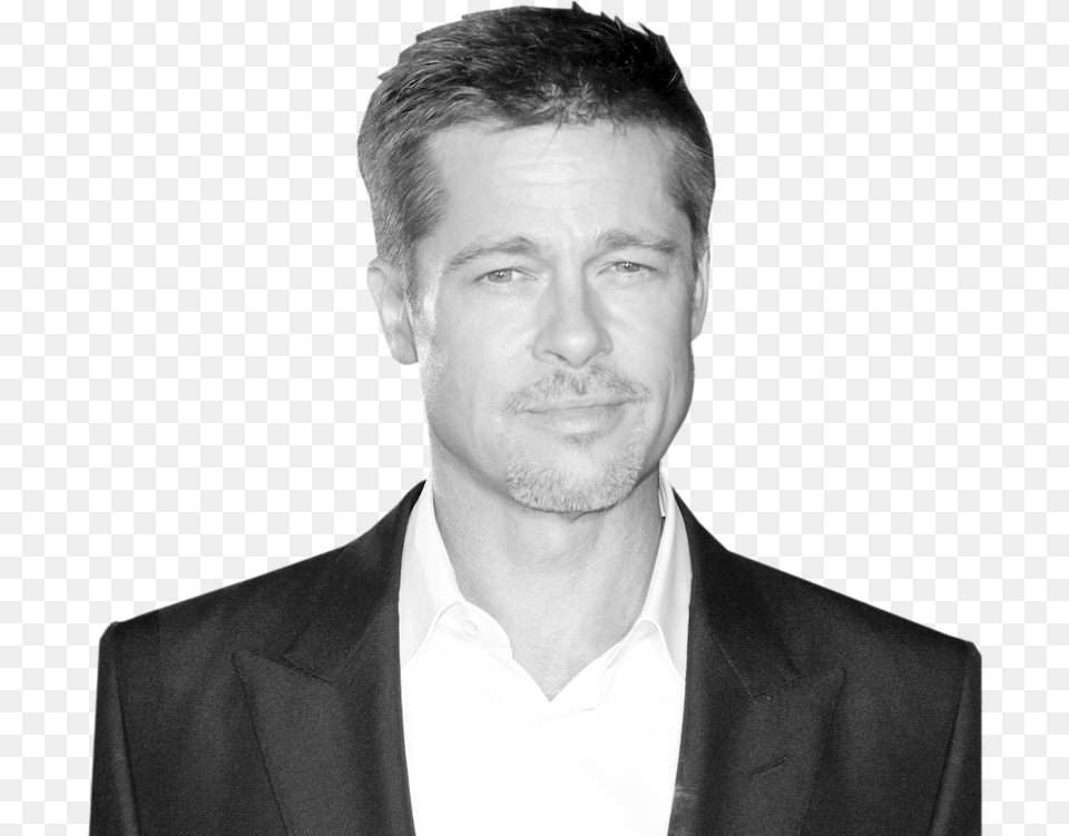 Brad Pitt Brad Pitt On White Background, Adult, Portrait, Photography, Person Free Png Download