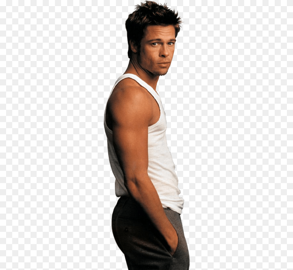 Brad Pitt Image With Transparent Brad Pitt, Clothing, Undershirt, Adult, Male Free Png