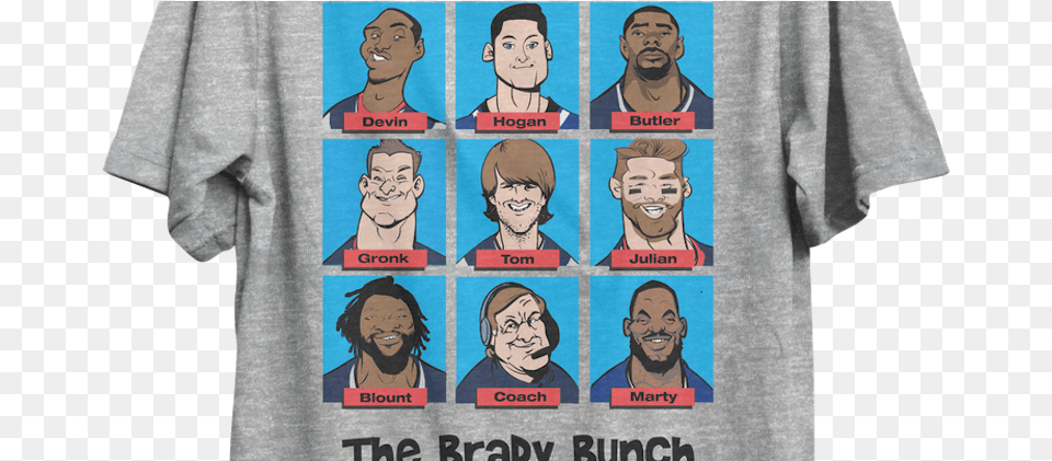Brady Bunch T Shirts Bill Belichick T Shirt Faces, T-shirt, Clothing, Adult, Person Png Image