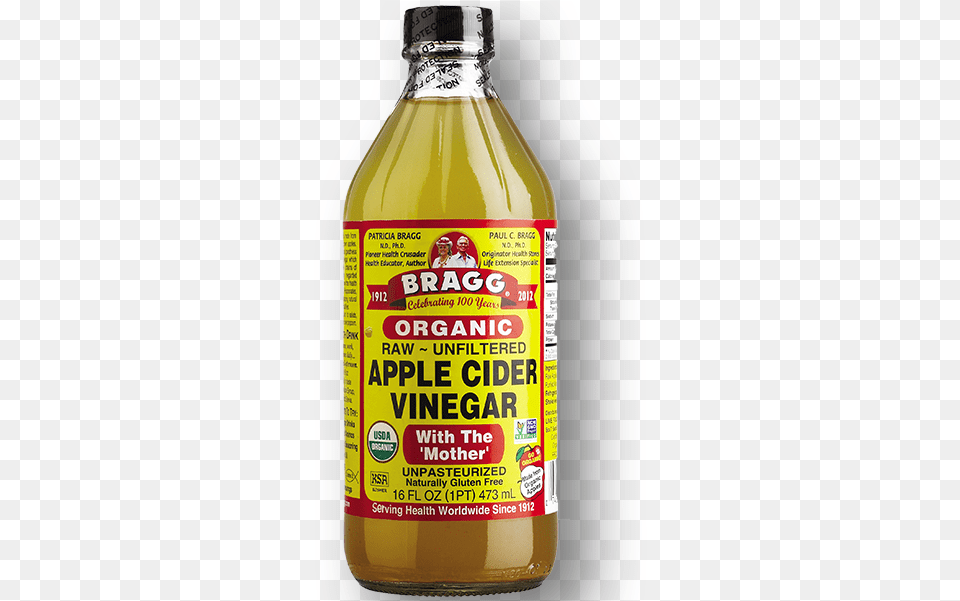 Bragg Organic Raw Unfiltered Apple Cider Vinegar Bragg Apple Cider Vinegar Organic 16 Fl Oz, Food, Ketchup, Person, Beverage Png