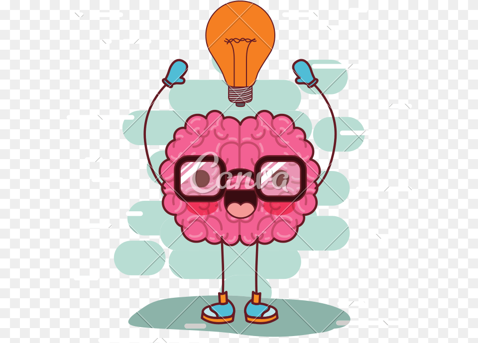 Brain Cartoon With Glasses And Light Bulb Dibujo De Cerebro Animado, Dynamite, Weapon Free Png Download