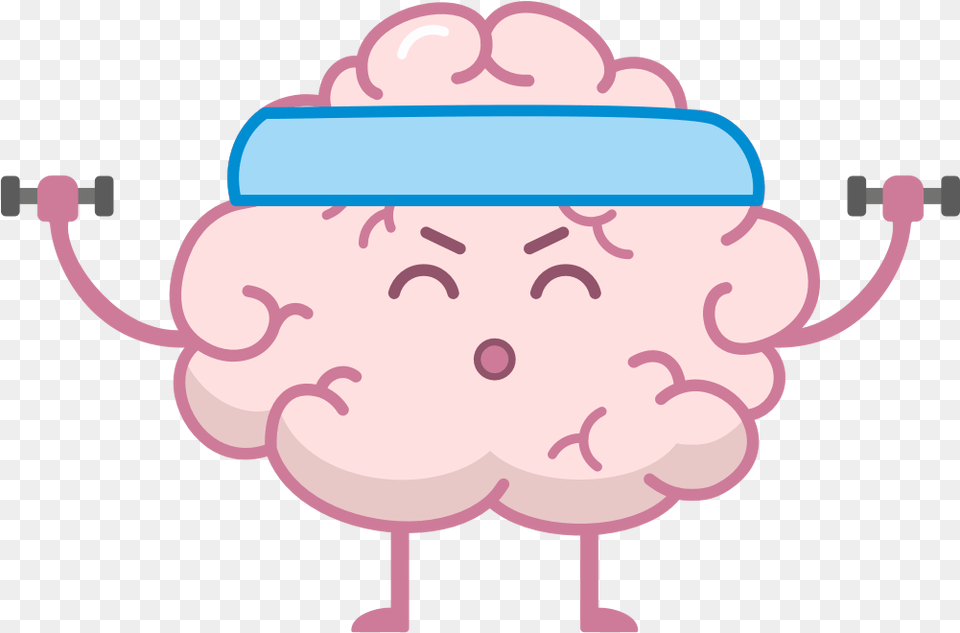Brain Fitness Club By Anton Makerov Cartoon Brain Working Out, Cream, Dessert, Food, Ice Cream Free Png