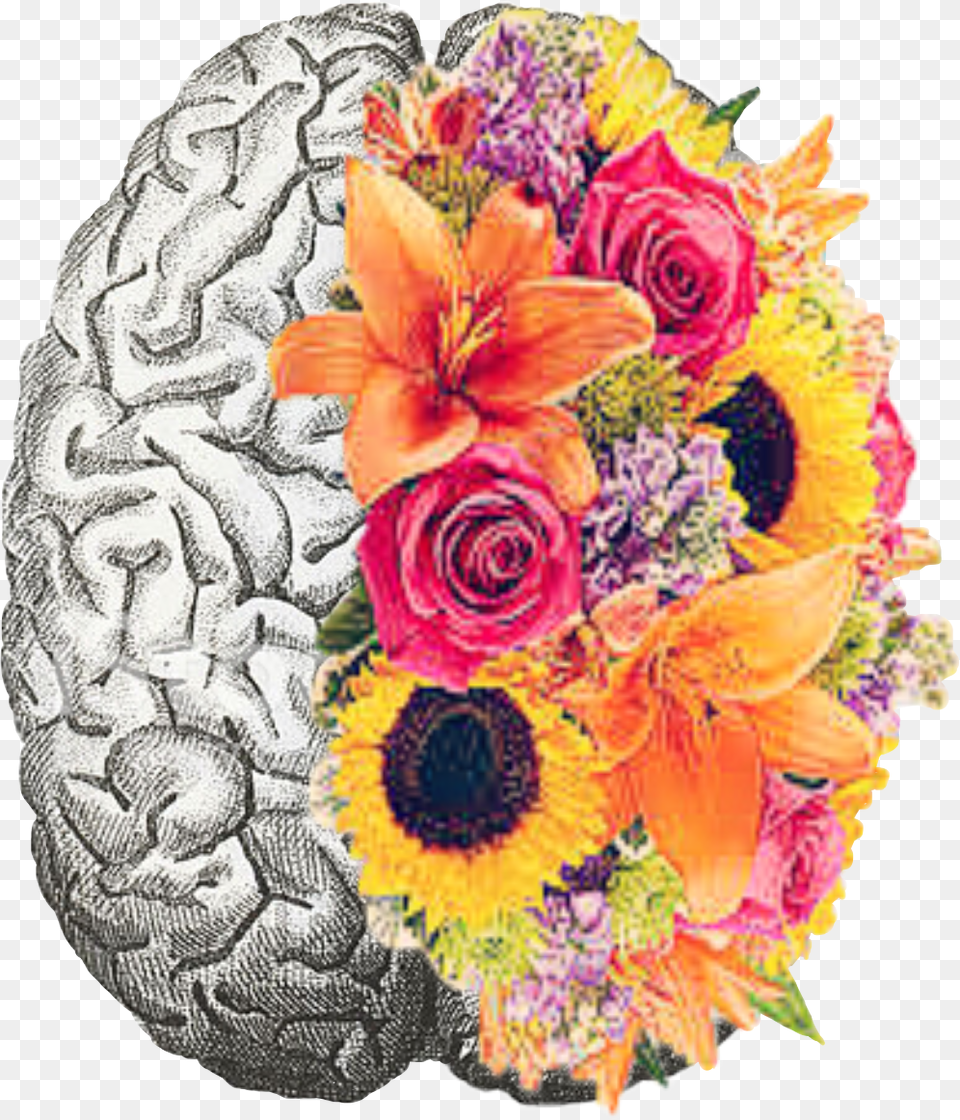 Brain Flower Mentalhealth Freetoedit Mental Health Brain With Flowers, Animal, Sea Life, Sea, Reef Free Png Download