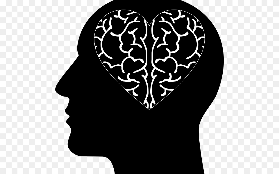 Brain In Head Clipart, Heart, Stencil, Face, Person Free Png