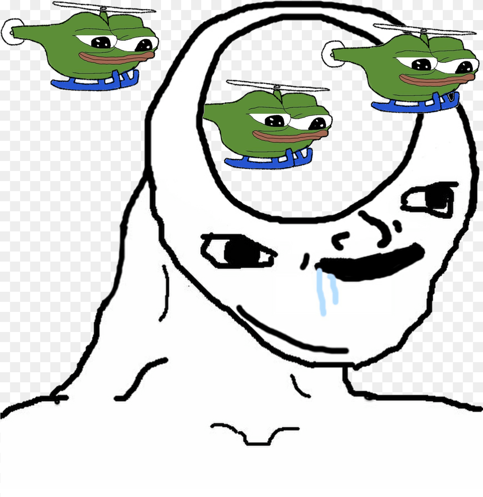 Brainlet Wojak Pepe Brainlet Wojak Helicopter, Art, Stencil, Person, Drawing Free Png Download