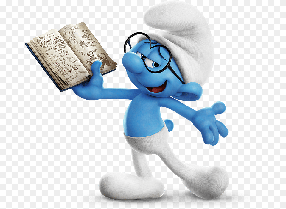 Brainy Smurf Showing Off His Work, Book, Figurine, Publication, Face Free Transparent Png