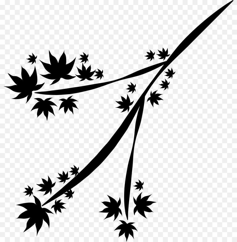 Branch With Leaves Icon, Stencil, Silhouette, Plant, Pattern Free Png