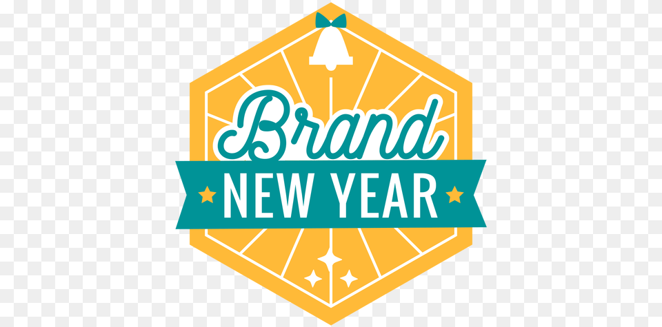 Brand New Year Badge Bell Sticker Graphic Design, Logo, Symbol, People, Person Free Png