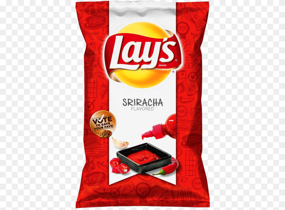 Brand Sriracha Flavored Vote To Save Your Fave Lays Potato Chips, Food, Ketchup Png
