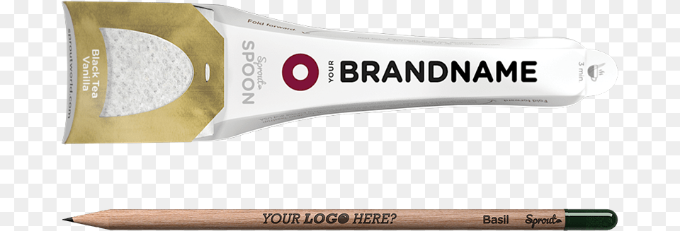 Branded Sprout Spoon And Pencil Brush, Cutlery, Powder Png Image