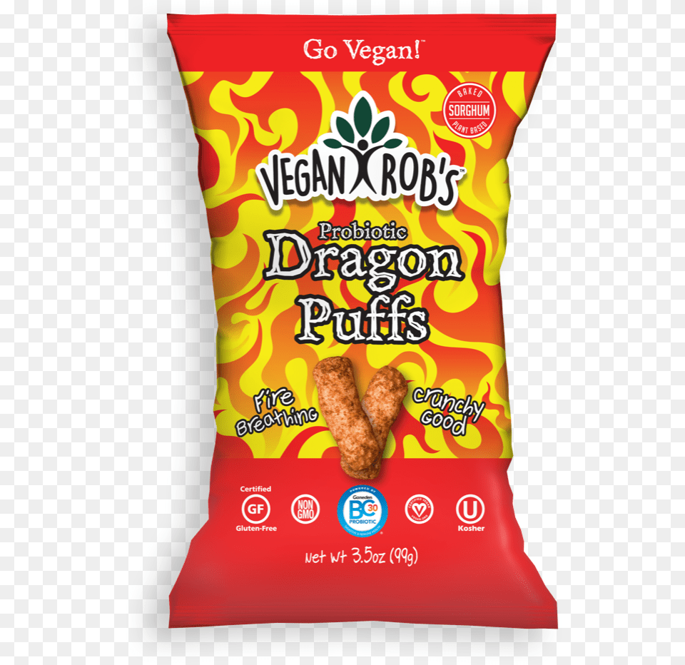 Brands Vegan Rob39s Probiotic Dragon Puffs Dairy Cheddar Puffs Vegan Rob39s Ingredients, Food, Ketchup, Snack, Bread Free Png Download