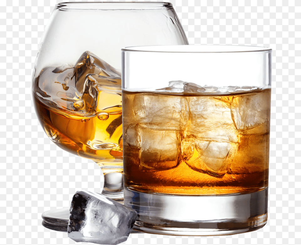 Brandy Glass With Ice Glass With Brandy And Ice, Alcohol, Beverage, Liquor, Beer Free Png Download
