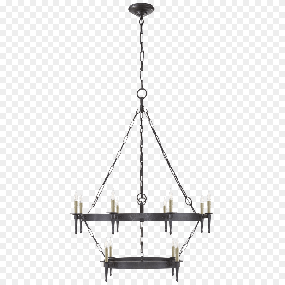 Branson Medium Two Tiered Ring Torch Chandelier Rl, Lamp Free Png