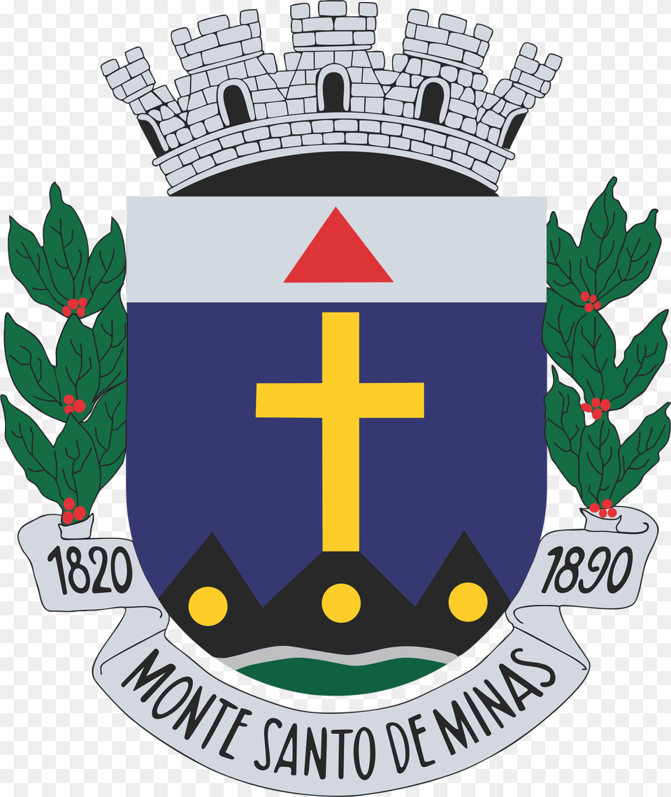 Braso Certo Bandeira Monte Santo De Minas, Emblem, Symbol, First Aid, Bulldozer Free Png Download