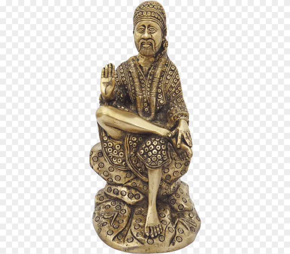 Brass Antique Shridi Sathya Saibaba Statue 7 X 14 Statue, Bronze, Art, Person, Figurine Free Png