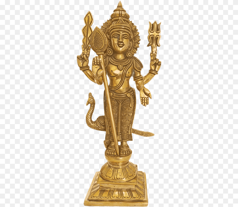 Brass Blessing Lord Velan Statue 4 X 12 Inch Vgo Bronze Sculpture, Adult, Bride, Female, Person Png Image