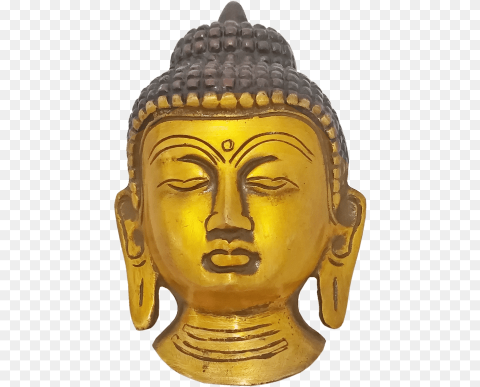 Brass Buddha Wall Hanging With Brown Coated Showpiece Gautama Buddha, Art, Prayer, Person, Face Free Png Download