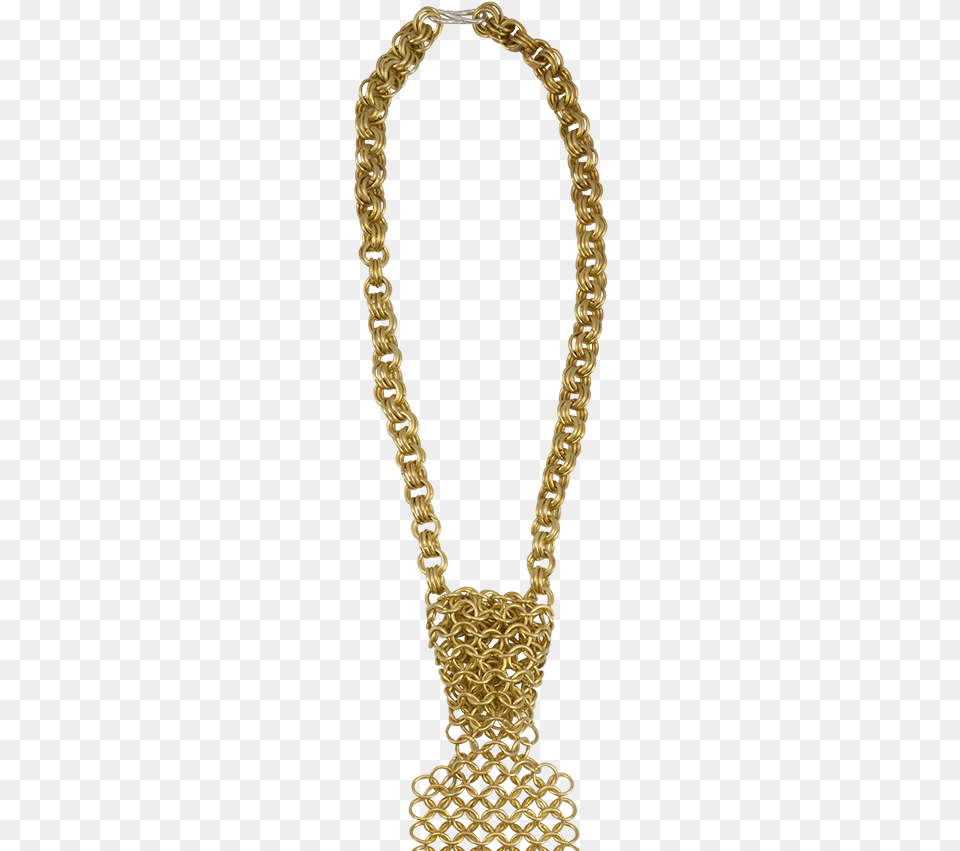Brass Chainmail Tie Chain, Accessories, Jewelry, Necklace, Gold Png