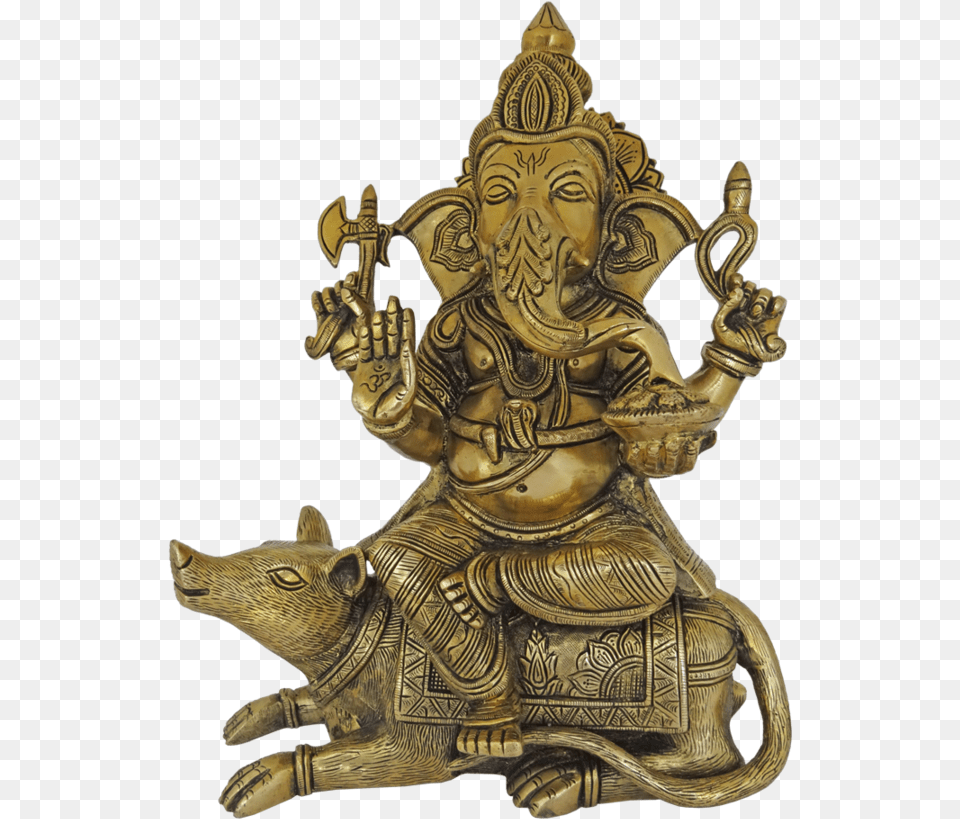 Brass Idampuri Vinayagar Sitting On Mouse Statue 5 Carving, Bronze, Person, Face, Head Free Png Download