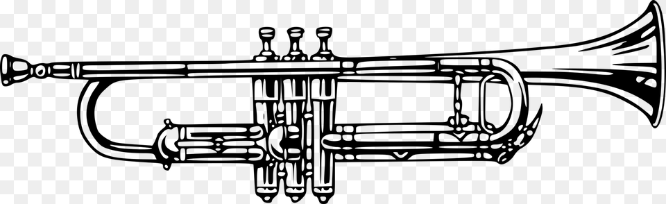 Brass Instruments Musical Instruments Trumpet Cornet Music Instrument Black And White, Gray Png Image