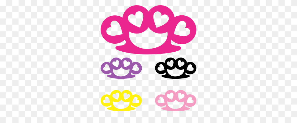 Brass Knuckles With Hearts Decal Mxnumbers, Sticker Free Transparent Png