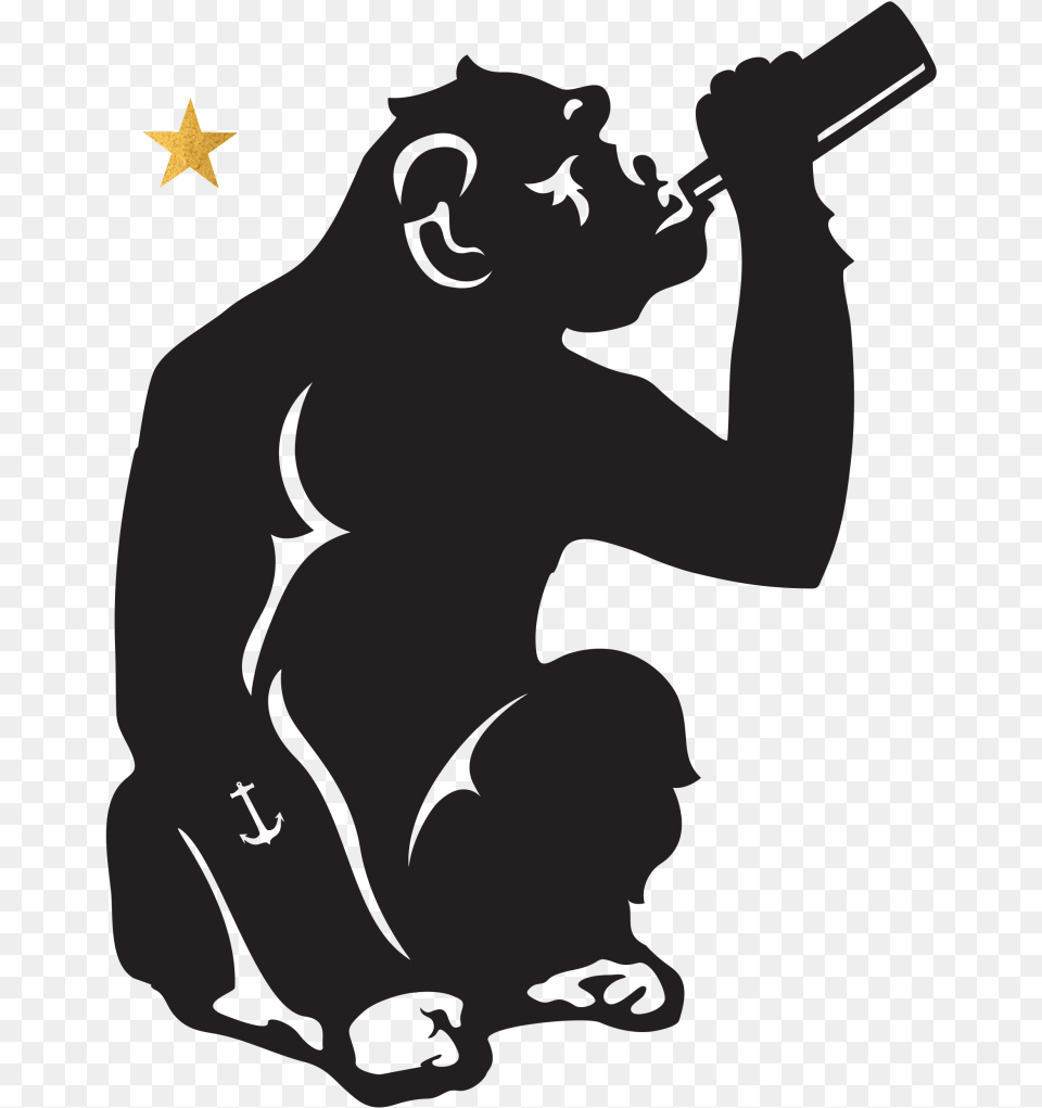 Brass Monkey Monkey Drinking Silhouette, Baby, Person, Animal, Ape Png Image