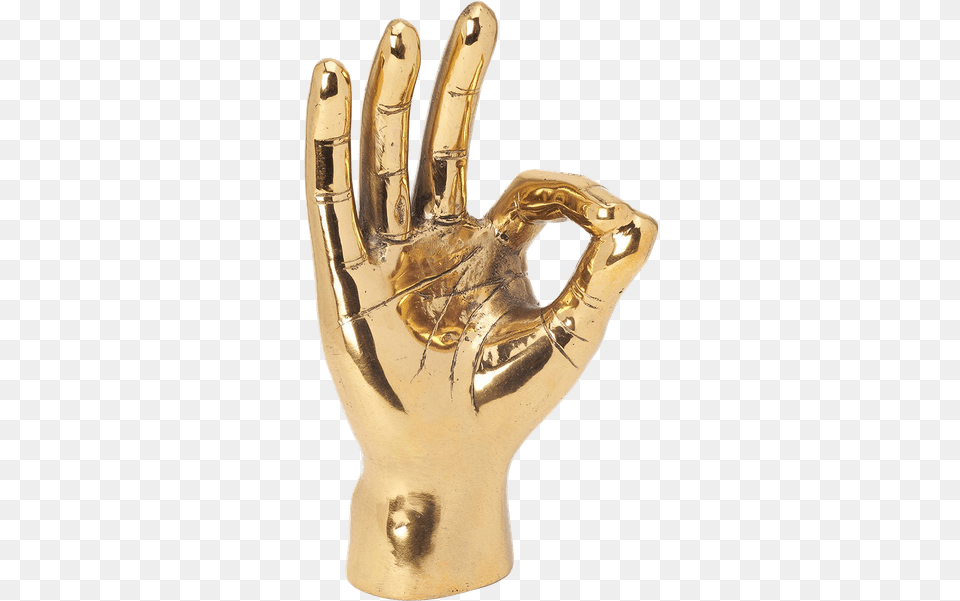 Brass Ok Hand Gold Ok Hand, Clothing, Glove, Bronze, Smoke Pipe Free Png Download