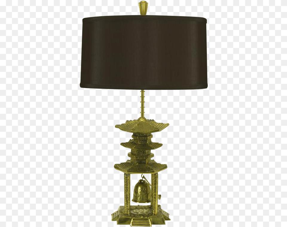 Brass Pagoda Temple Table Lamp With Hanging Bell On Pagoda, Table Lamp, Lampshade Free Png Download